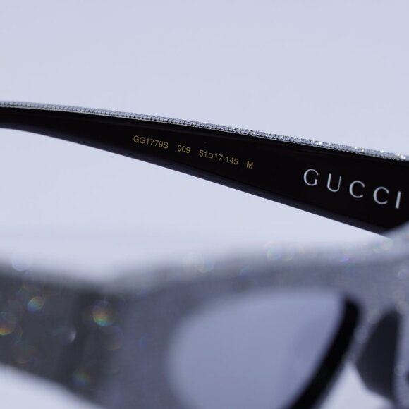 Gucci GG1779S 009 Sunglasses Black with Silver Metal Stud Detail Cat Eye Frame main image 5